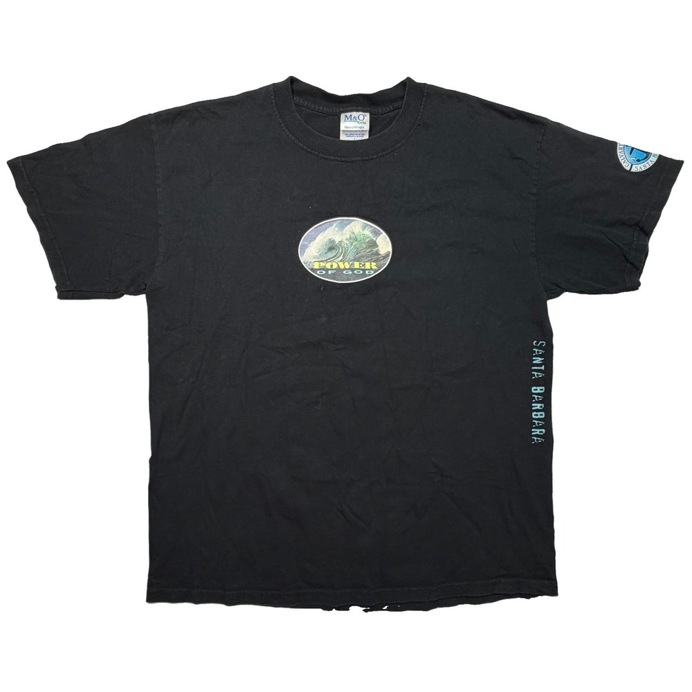 M&O Calvary Chapel Santa Barbara Power of God Christian Surf Wave Black Tee
